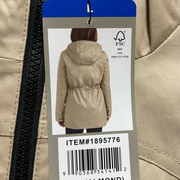 Hunter Women’s Almond/Tan Water Resistant Jacket with Hood, Size Large, New - Picture 3 of 11